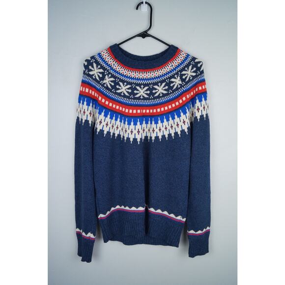 American Eagle Men's Fair Isle Sweater Cotton Wool Blend Christmas Crew Small - Picture 4 of 11